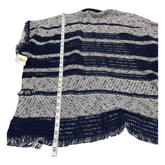 Style&co. Cardigan Sweater Womens XL White Navy Striped Cotton Knit Short Sleeve - Picture 5 of 8